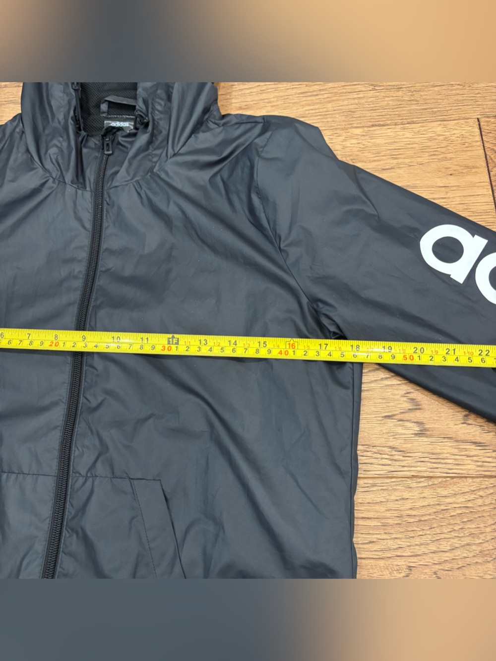 Adidas Black Hooded Windbreaker Jacket - Picture 5 of 6